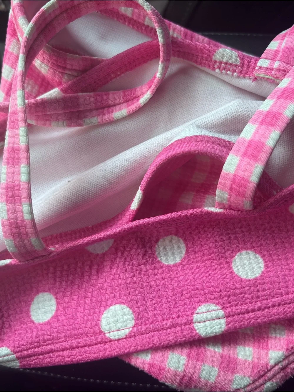 Cat & Jack Pink Polka Dot & Gingham Bikini Bottoms size XS 4/5